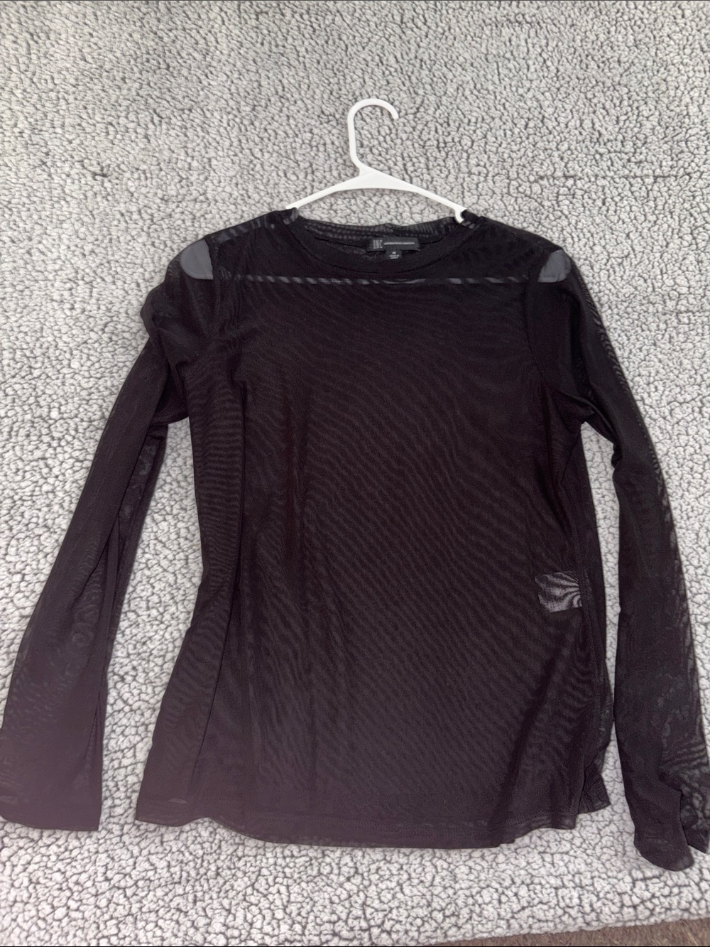 INC International Concepts Black Sheer Long-Sleeve Top